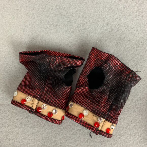 Mara Dancewear Child Large Red Sequin 3pc Dance Costume Set Skirt Bra Gloves - Picture 7 of 7